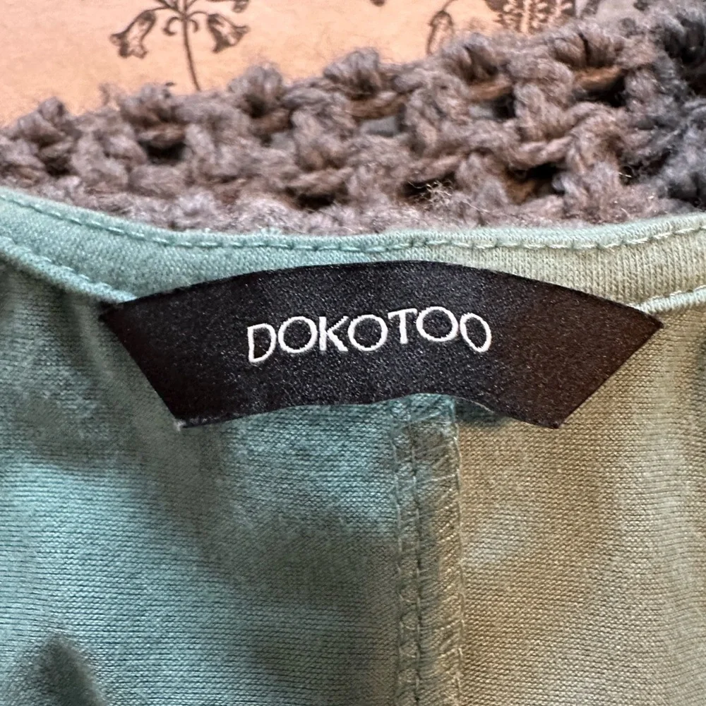 Dokotoo Sage Green Smocked Tiered Mini Dress Size M - Picture 3 of 3